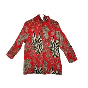Vtg ABC Collection Womens M L Animal Print Art To Wear Reversible Jacket Hooded